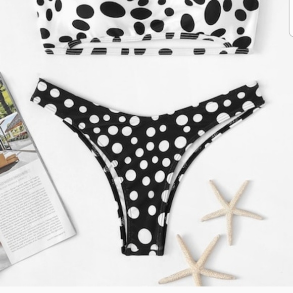 BLACK AND WHITE POLKA-DOT DOT PRINT BIKINI - Picture 4 of 5